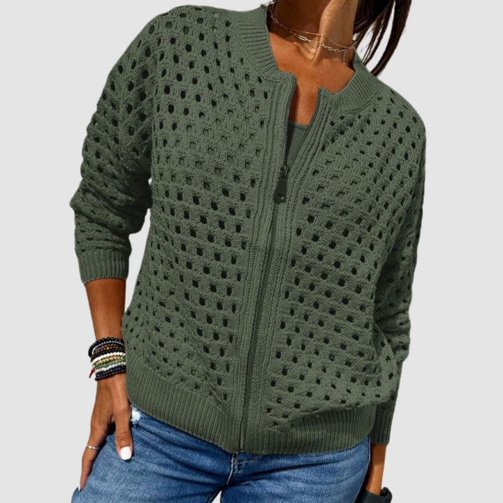 Irene | Premium Zip Knit Cardigan