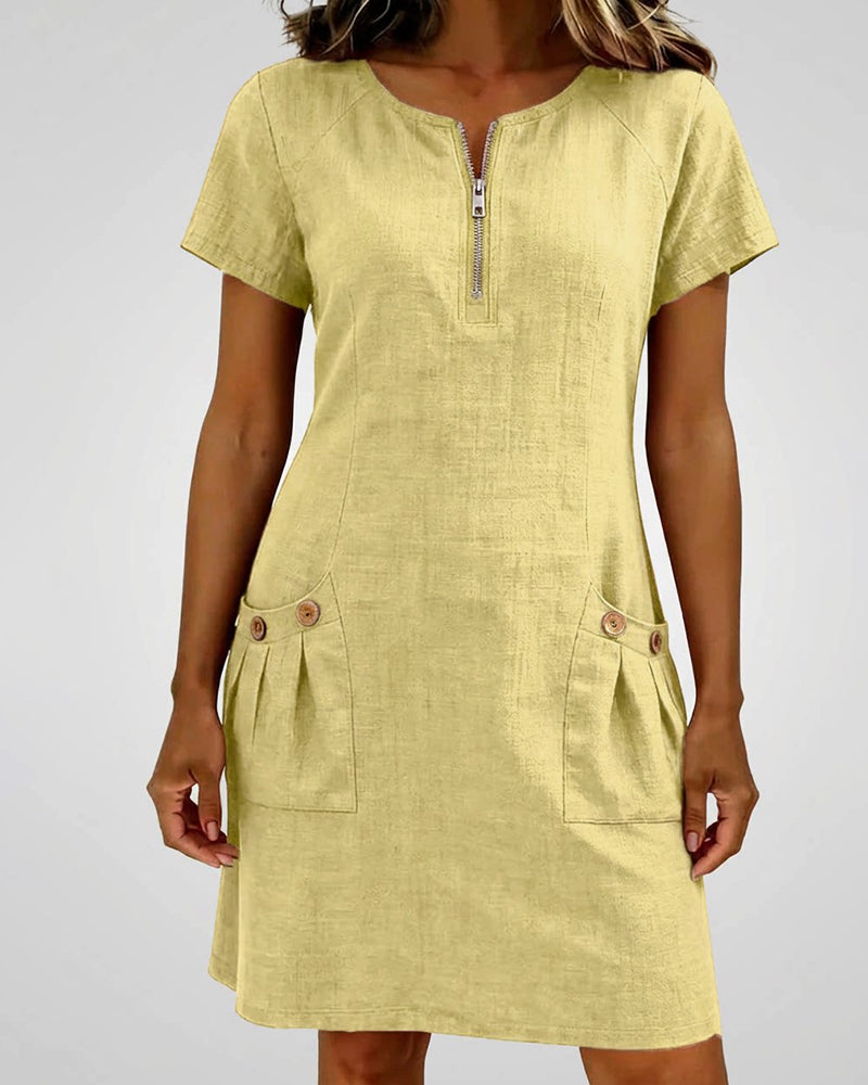 The Amelia | Cotton Zip Pocket Dress