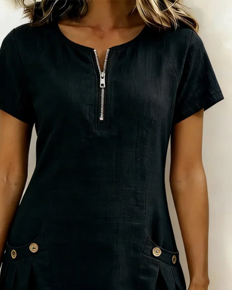 The Amelia | Cotton Zip Pocket Dress
