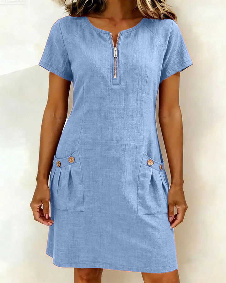 The Amelia | Cotton Zip Pocket Dress