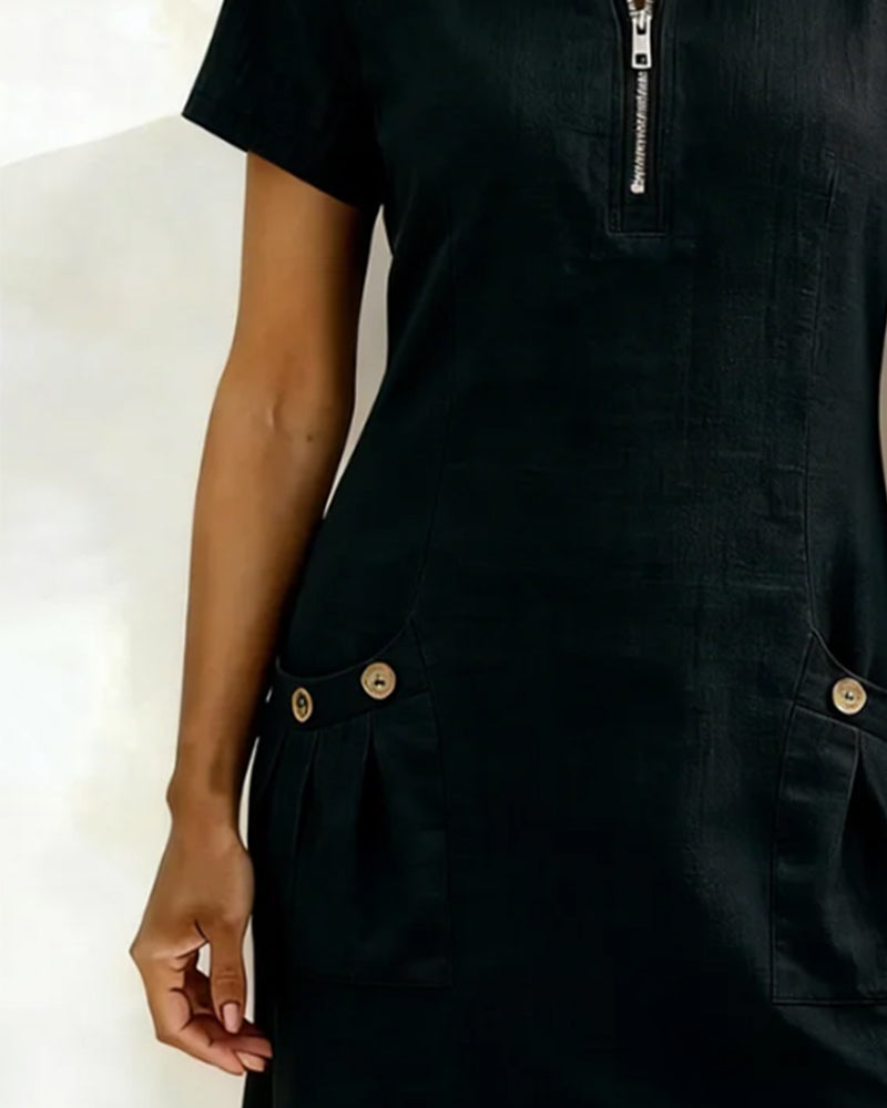 The Amelia | Cotton Zip Pocket Dress