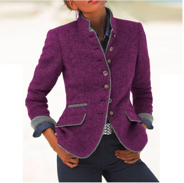 Nysha - Heritage Stand-Collar Blazer