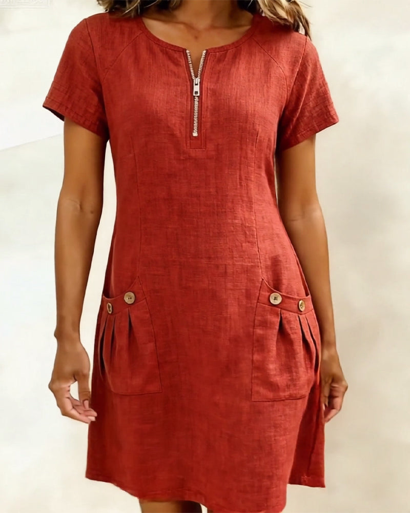 The Amelia | Cotton Zip Pocket Dress
