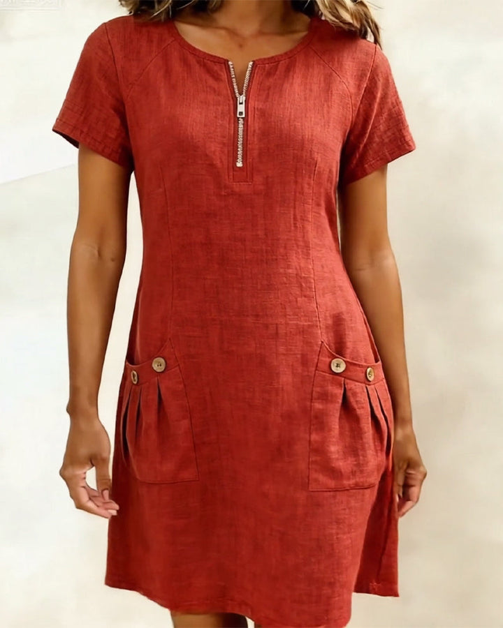 The Amelia | Cotton Zip Pocket Dress