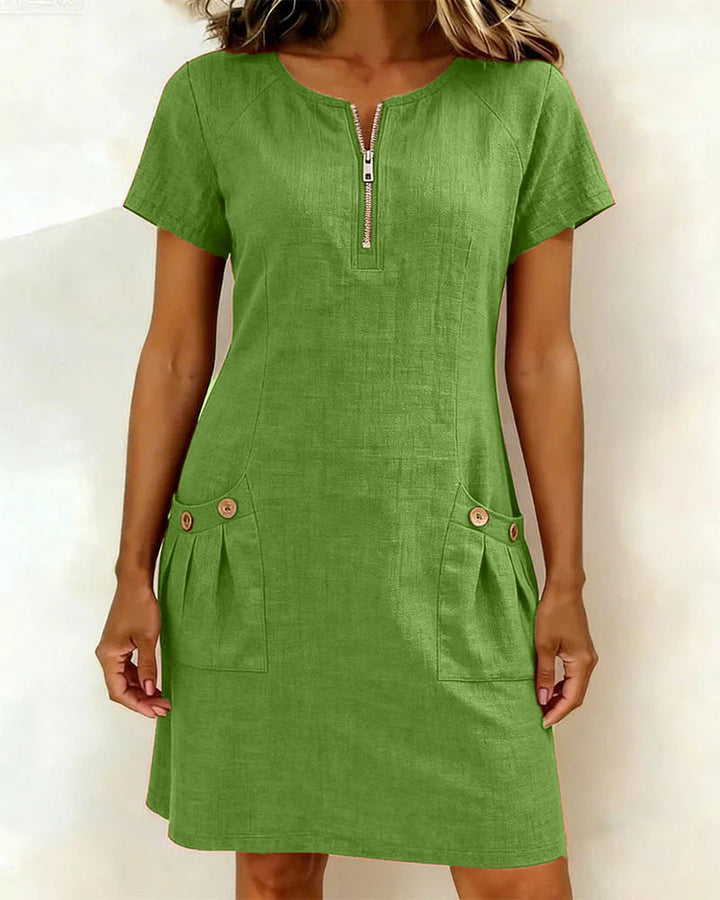 The Amelia | Cotton Zip Pocket Dress