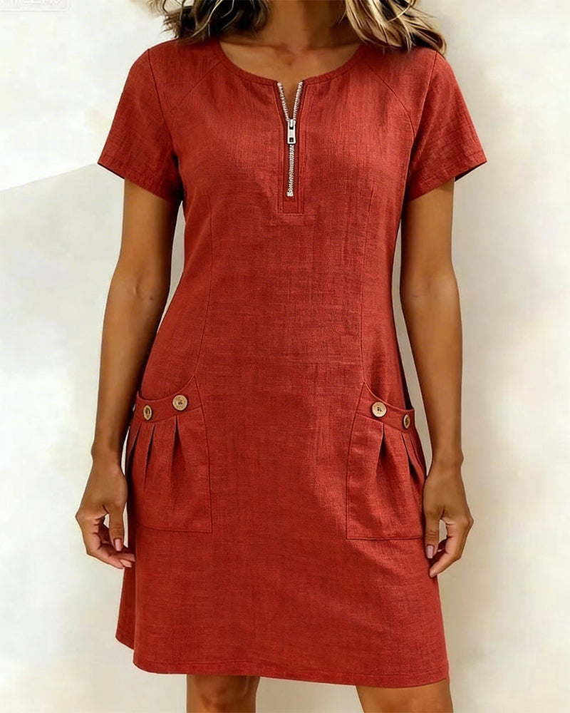 The Amelia | Cotton Zip Pocket Dress