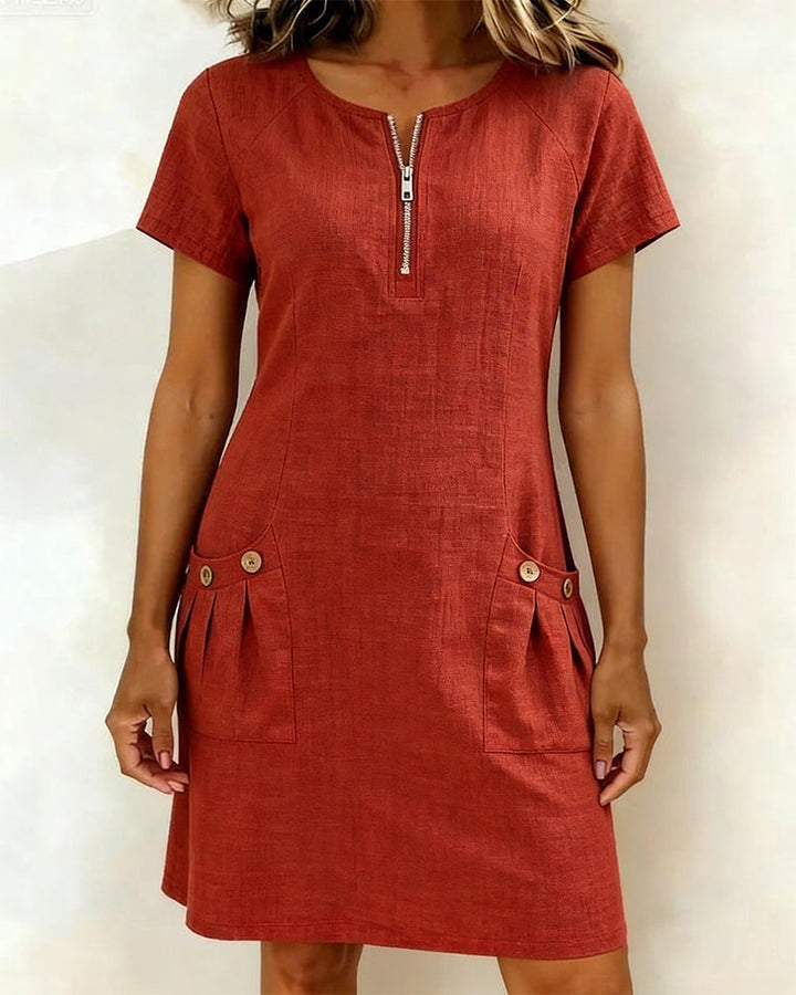 The Amelia | Cotton Zip Pocket Dress