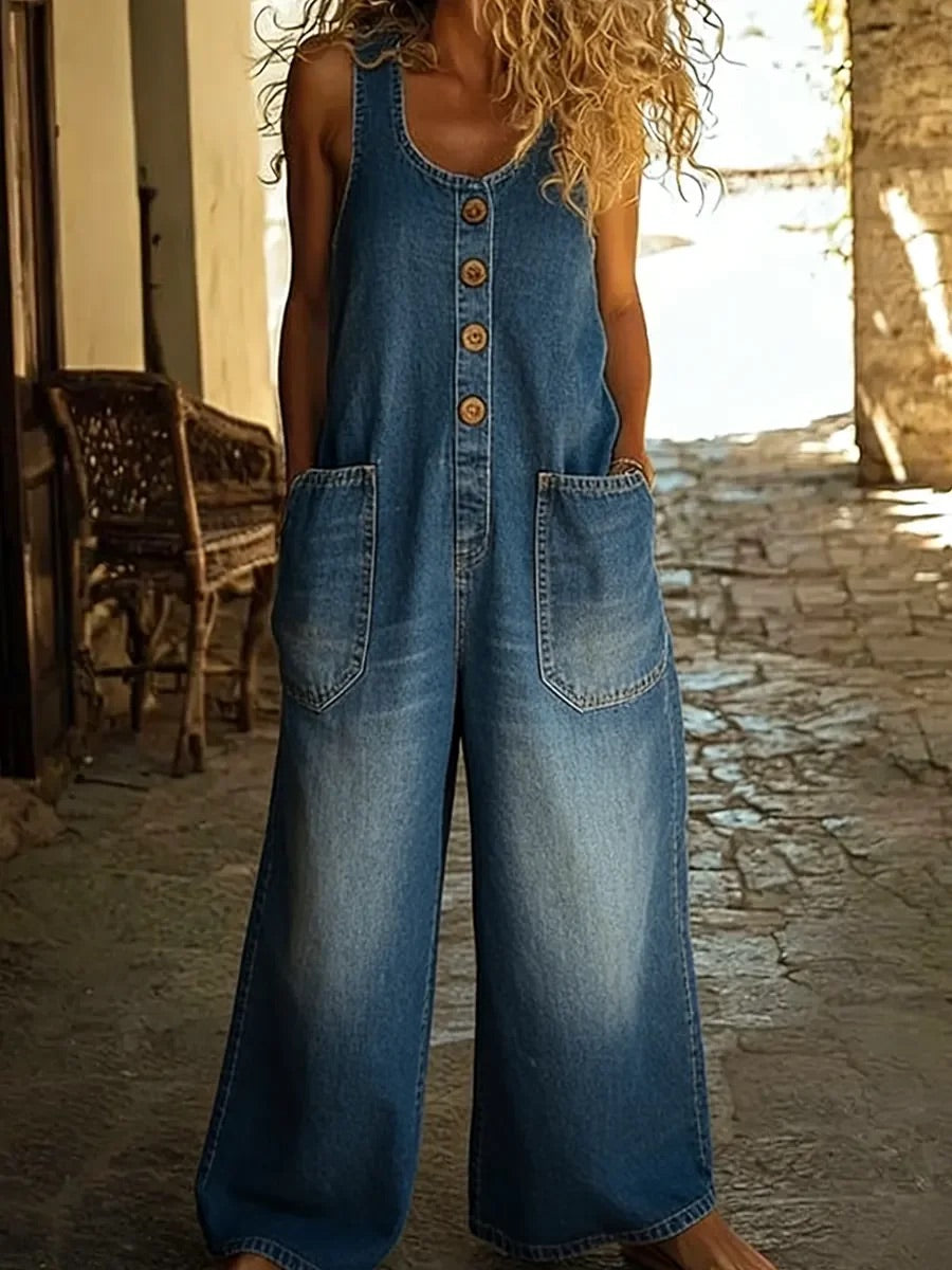 Harper™ | Vintage Denim Overall Jumpsuit